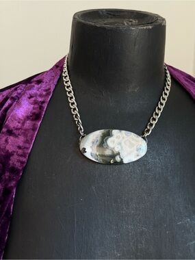 Ocean Jasper crystal necklace pendant boho statement jewelry witchy fall jewelry